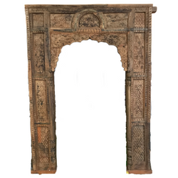 Antique Indian Hand Carved Teak Wood Arch (H270cm | W182.5cm)
