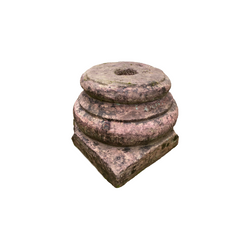 Antique Indian Pink Stone Pillar Base Plant Stand | W40CM x H30CM
