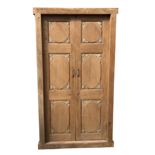 Vintage Indian panel carved door in frame (H209cm | W113cm)