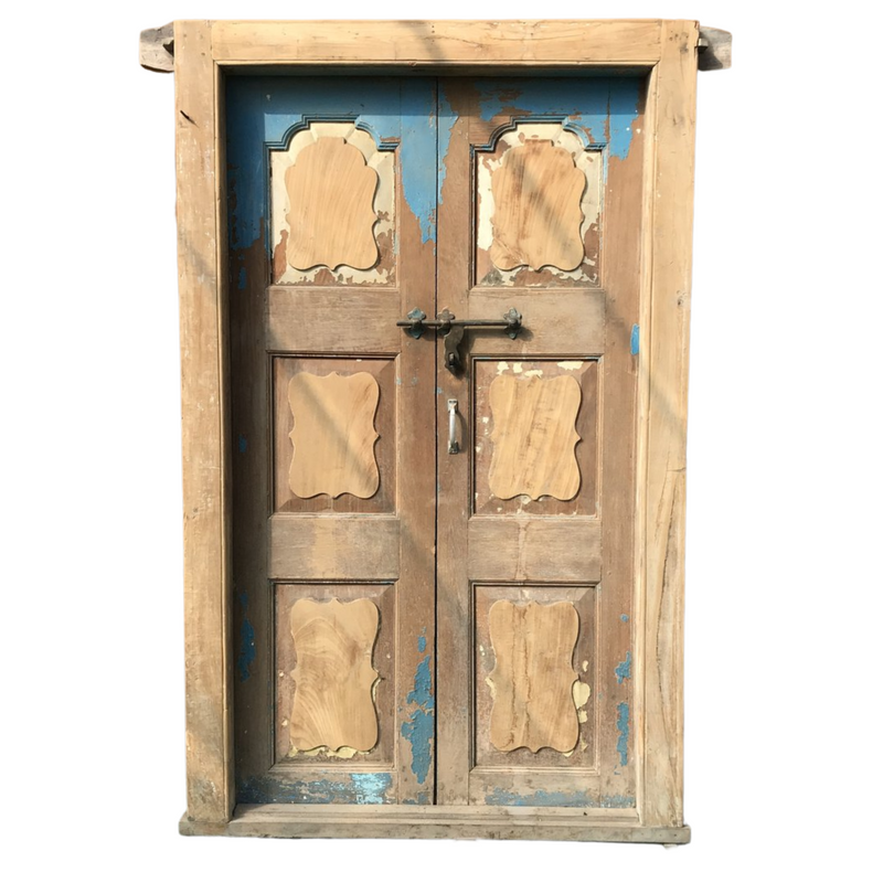 Vintage Indian painted door in frame (H222cm | W138cm)