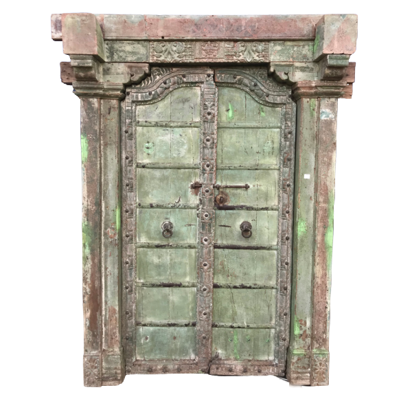 Antique Indian Mansion Painted Door (H202cm | W137cm)