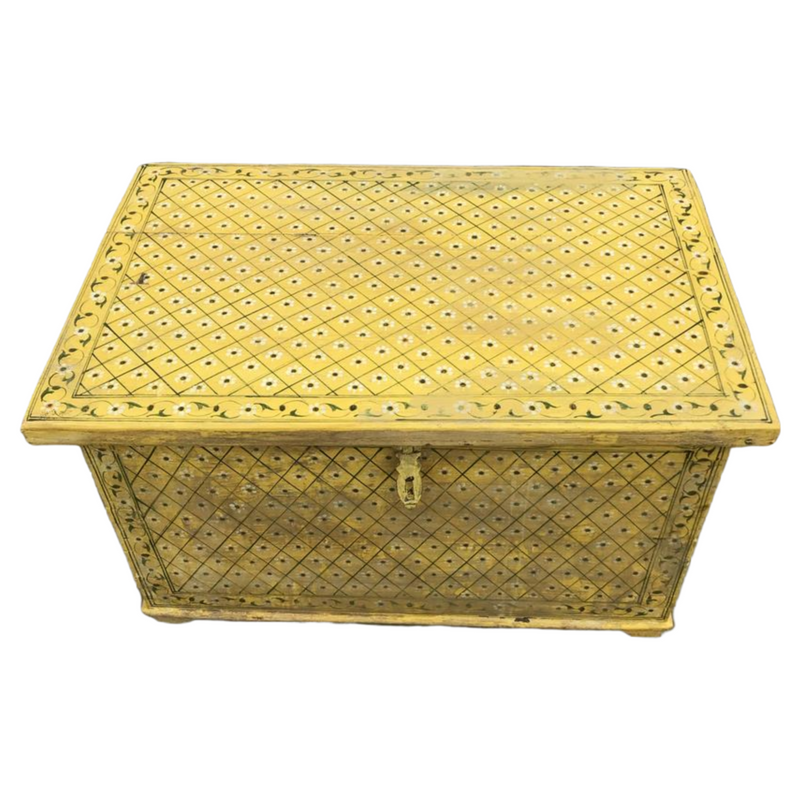 HAND PAINTED YELLLOW INDIAN CHEST