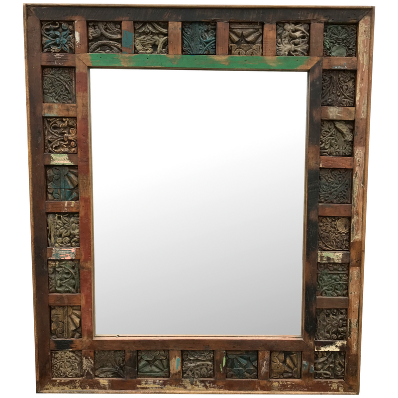 Reclaimed print block mirror | 44839