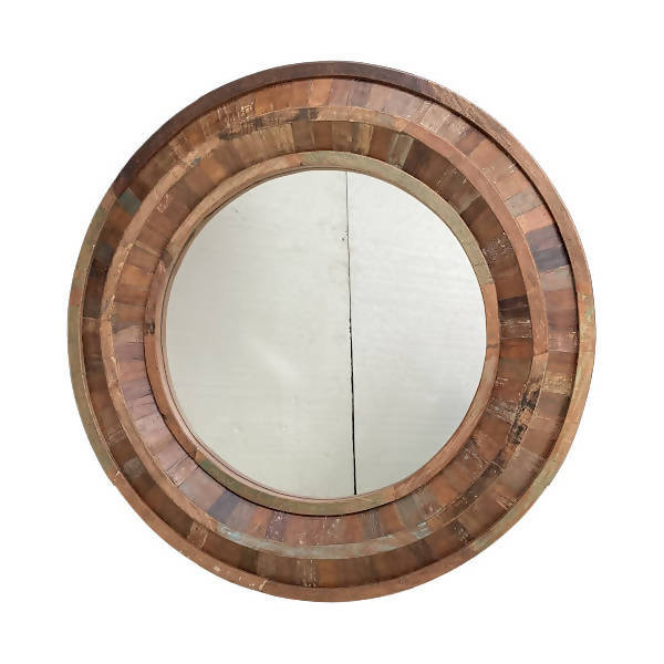 Reclaimed Wood Circular Wall Mirror