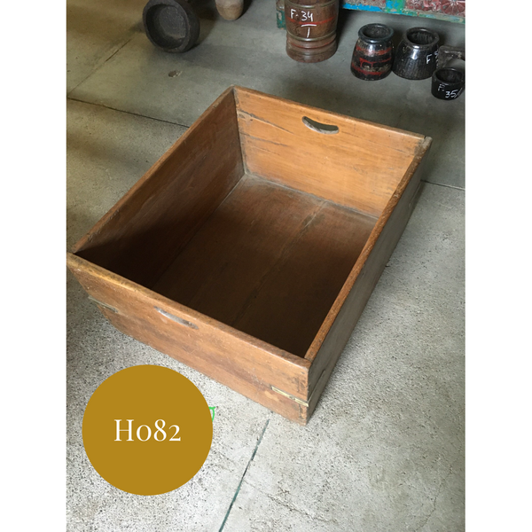 Large vintage teak wood storage crate