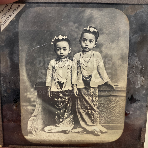 Lantern Slide | Studio Portrait Burmese Girls, Burma (ca 1890s)