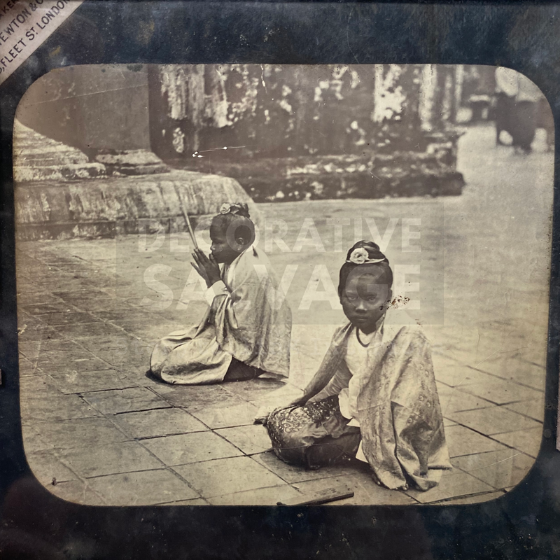 Lantern Slide | Girls Praying, Burma (ca 1890s)