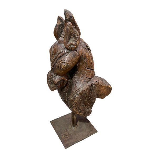HAND CARVED HORSE HEAD STATUE H32CM | W10CM