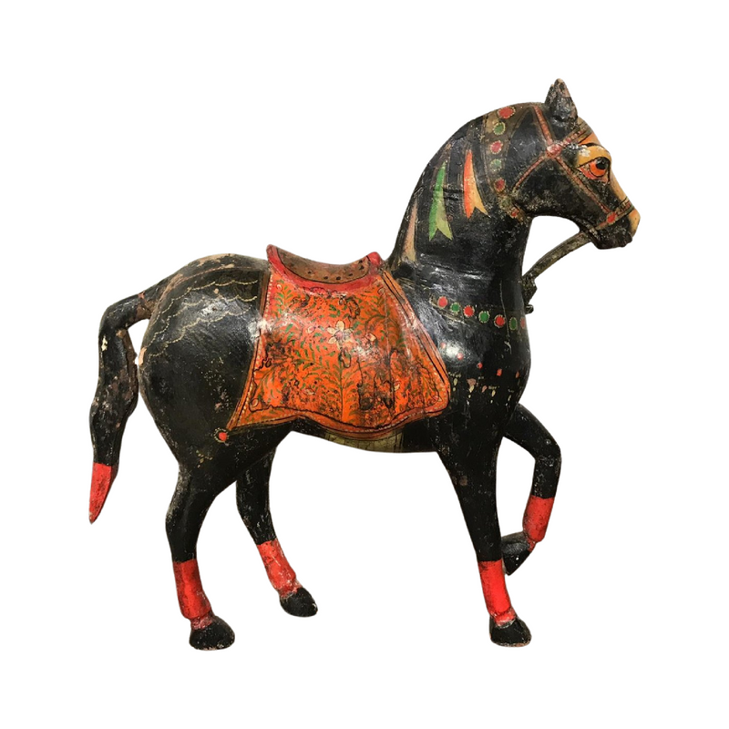 Vintage Painted Indian Horse Statue