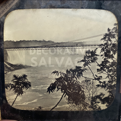 Lantern Slide | Water Falls & Bridge, Unknown Location (ca 1890s)