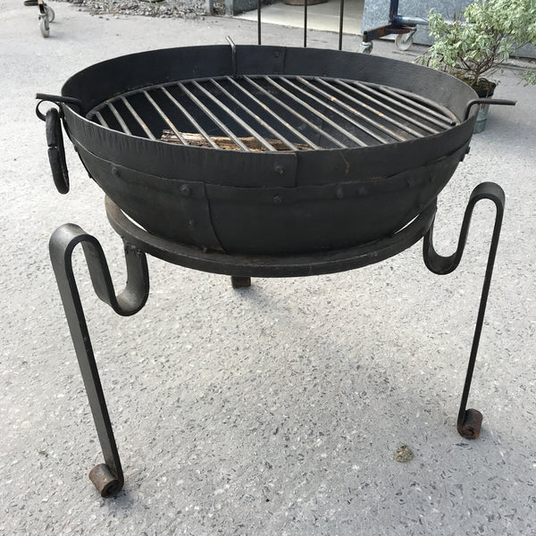 ø50cm | Recycled Indian Kadai Fire Bowl with Custom Stand & Grill