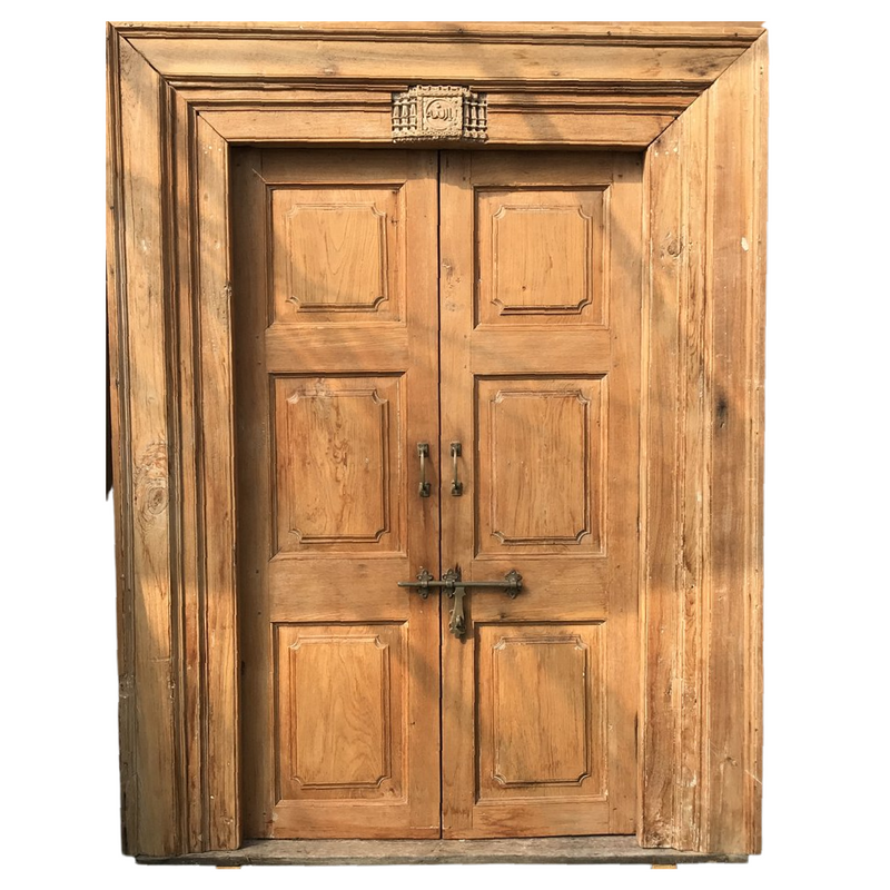 Classic vintage teak Indian mansion door in frame (H211cm | W143cm)