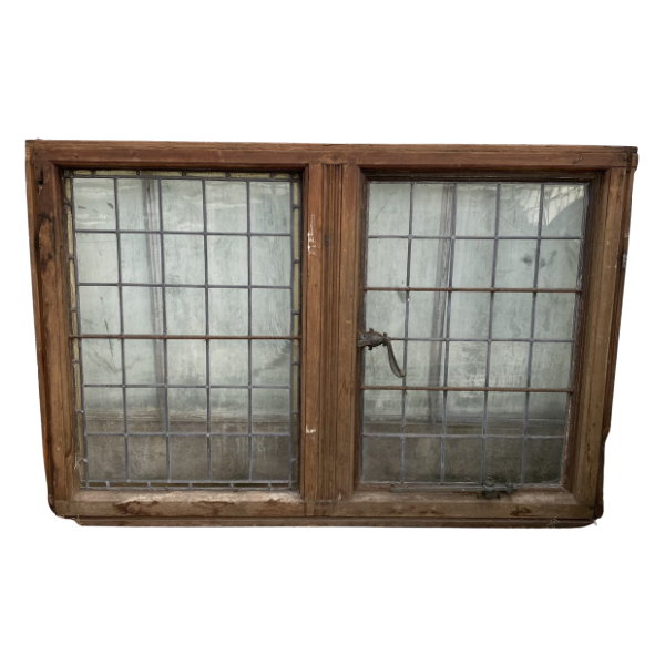 VINTAGE DOUBLE LEADED GLASS WINDOW (H102cm | W150cm)