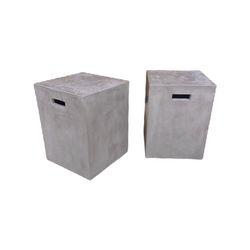 Pair of Modern Concrete Cube Stool Plinth Plant Stand  (w35cm x h47cm)