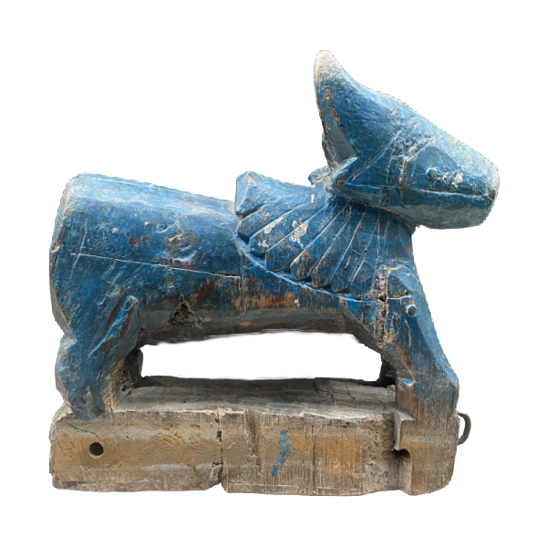 Vintage Indian 'Nandi' Bull Toy | Turquoise • W23cm | H23cm