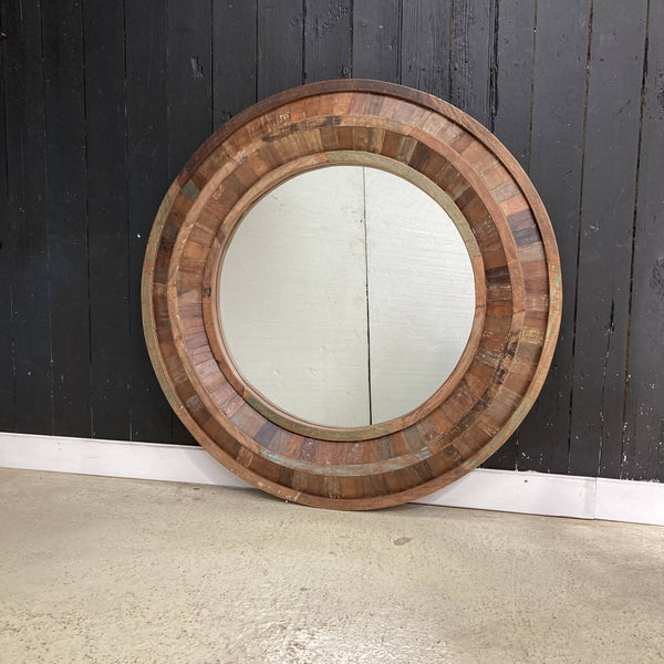 Reclaimed Wood Circular Wall Mirror