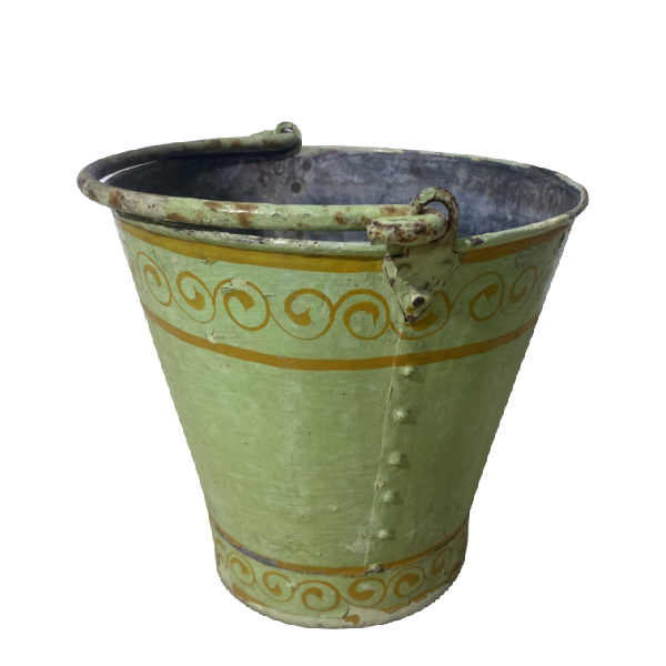SMALL PAINTED GREEN BUCKET | Ø27CM H24M