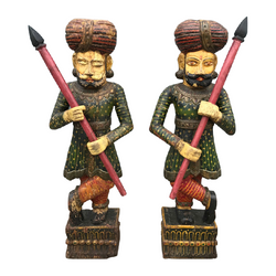 A PAIR OF ANTIQUE INDIAN WATCHMEN STATUES
