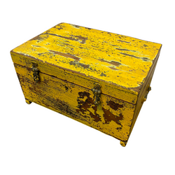 Rustic hand painted yellow jewellery box (W34cm | H19cm)