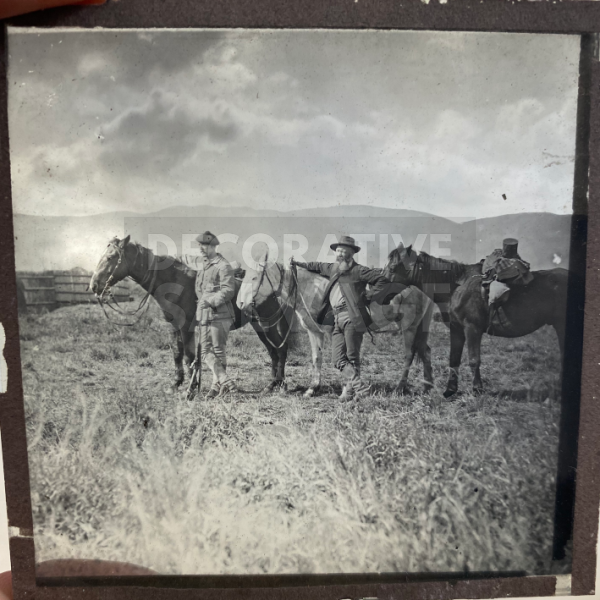 Lantern Slide | Men & Horses Outback, Unknown Location (ca 1890s)