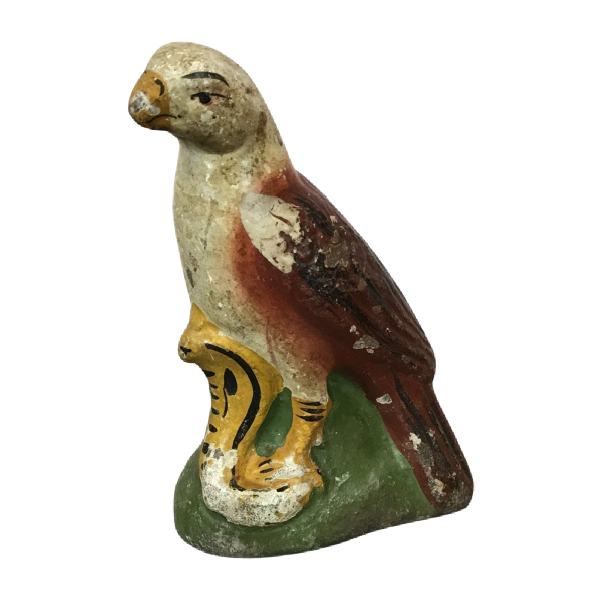 VINTAGE INDIAN PAINTED TERRACOTTA TOY EAGLE FIGURINE