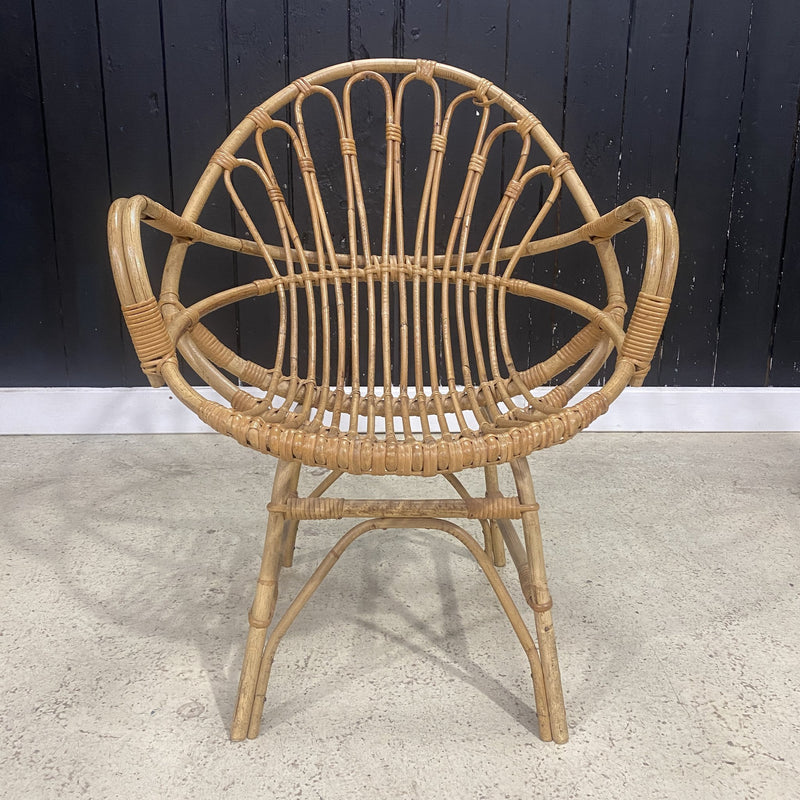 Mid Century Bamboo & Wicker Conservatory Chair 1960s
