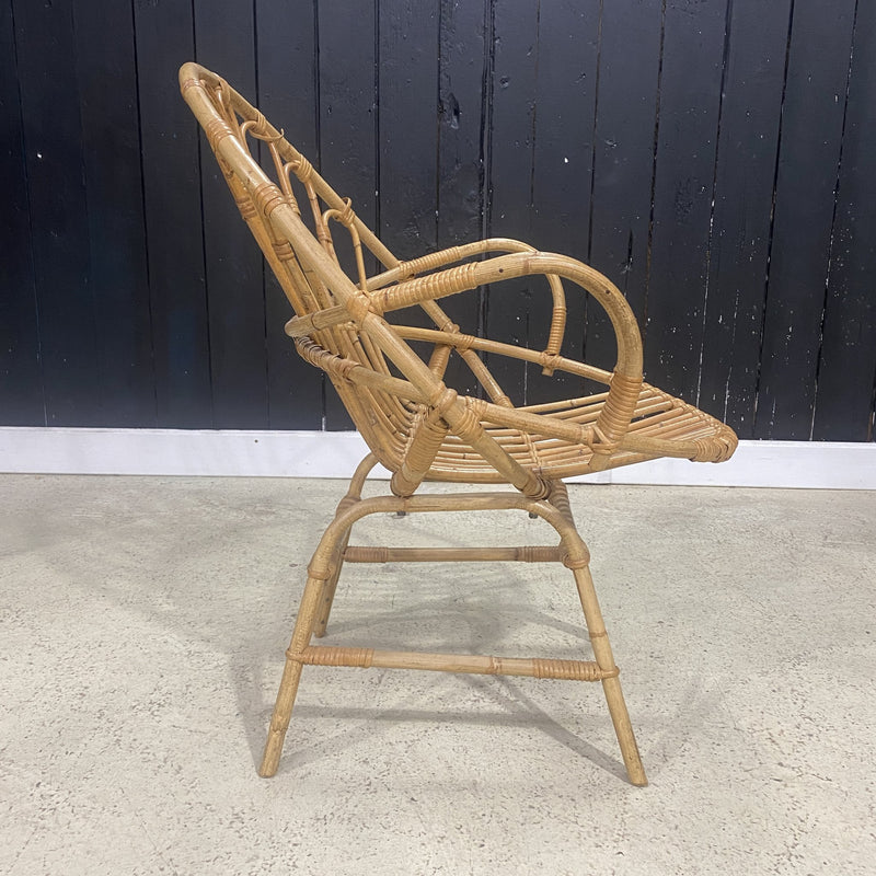 Mid Century Bamboo & Wicker Conservatory Chair 1960s