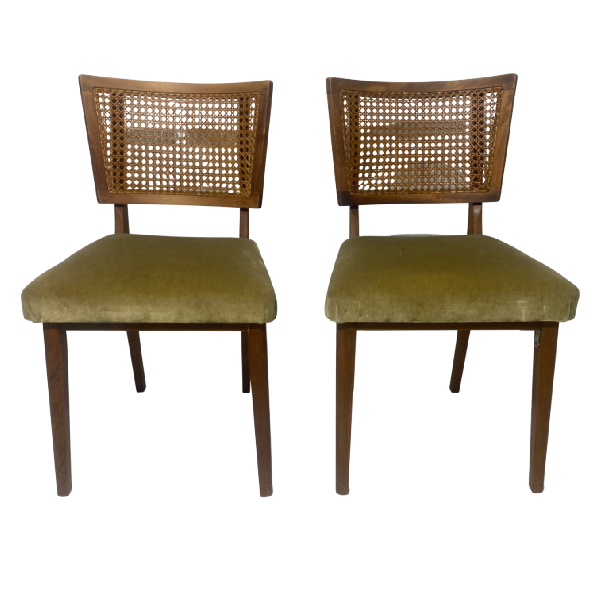 Pair of Art Deco Style Danish Rattan Dining Chairs