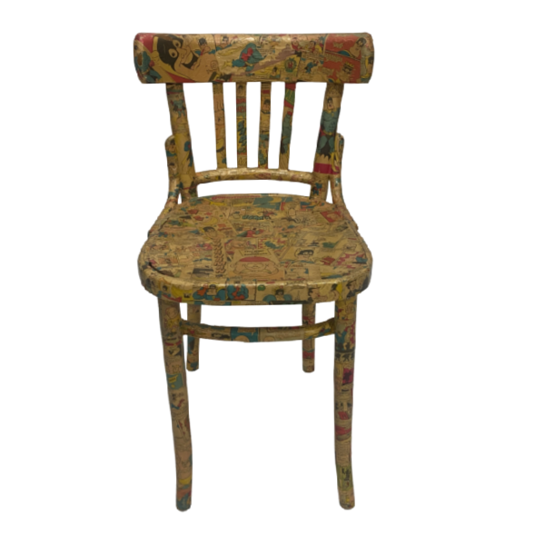 Vintage Decoupage Upcycled Comic Chair