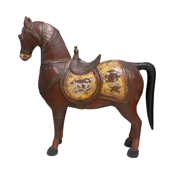 LARGE HAND PAINTED INDIAN HORSE STATUE
