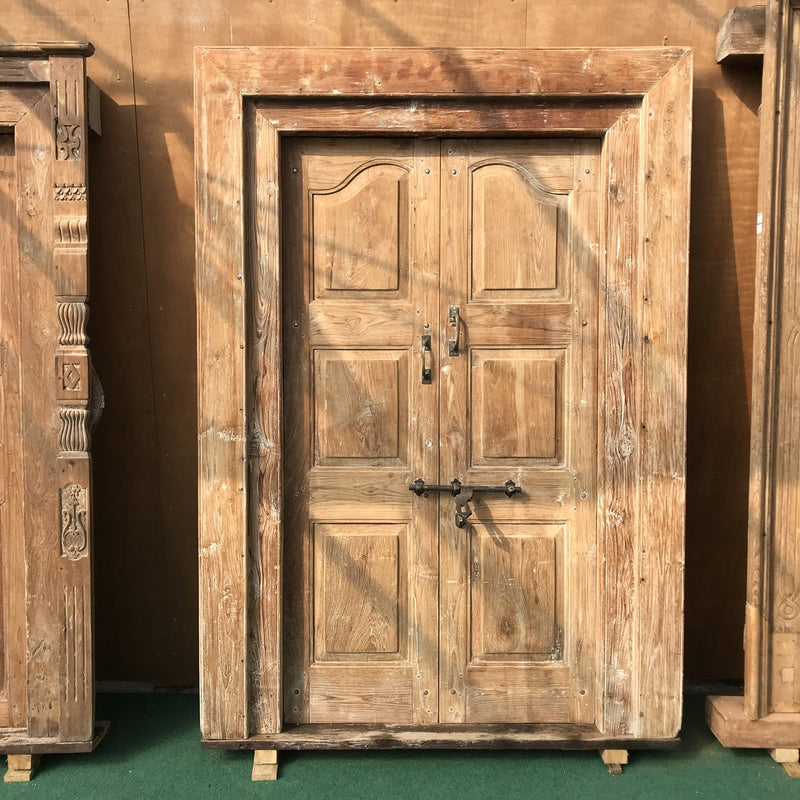 Vintage Indian mansion teak doors in frame (H200cm | W146cm)