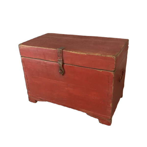 VINTAGE HAND PAINTED RED CHEST