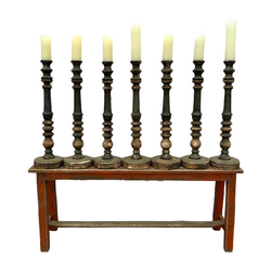RUSTIC GREY INDIAN CANDLE STAND (H61CM | BASE17CM)