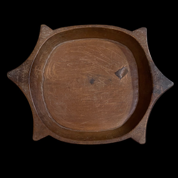 W58cm • Ø42cm | Vintage teak Indian hand carved dough bowl