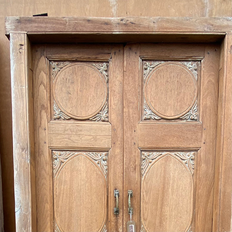 Vintage Indian panel carved door in frame (H209cm | W113cm)