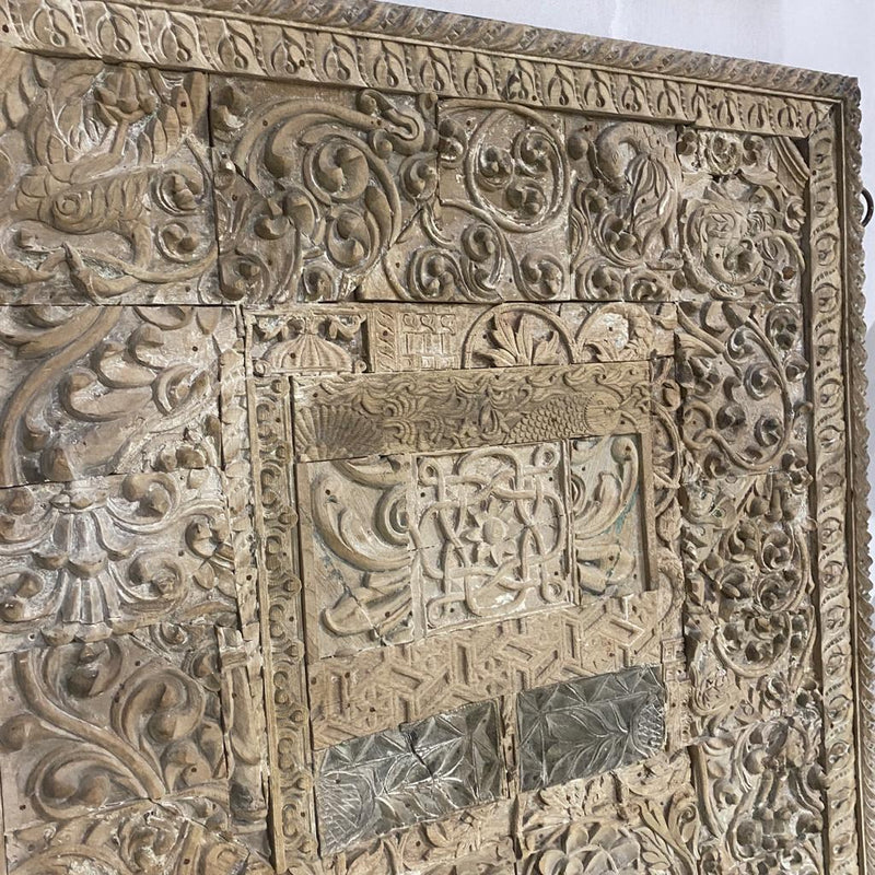 Vintage Indian hand carved wall decor/ headboard (W216cm | H123cm)