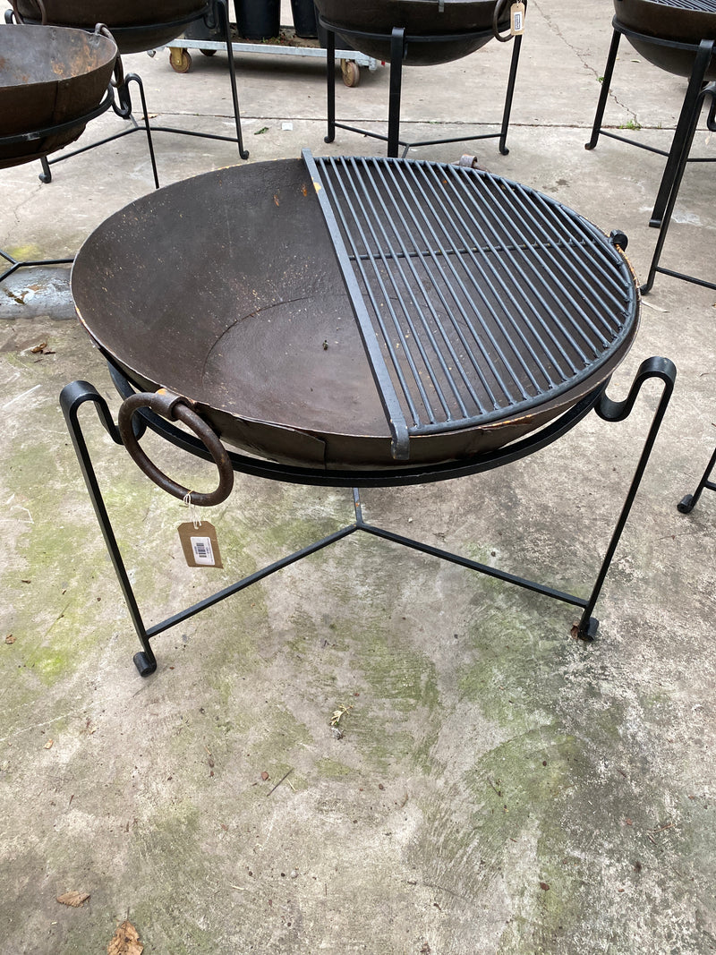 Ø83CM D25CM • Original Indian fire bowl, stand & grill