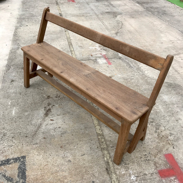 Vintage Indian teak wood school bench