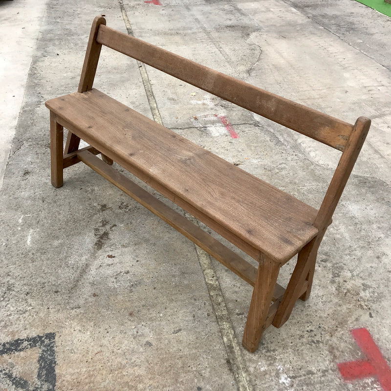 Vintage Indian teak wood school bench