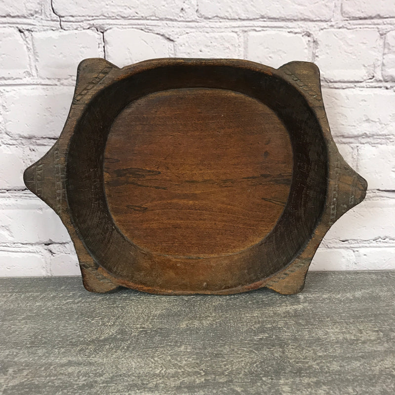 W49cm • Ø37cm | Vintage teak Indian hand carved dough bowl