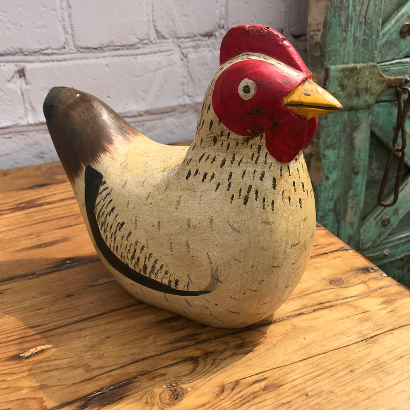 HAND PAINTED CARVED WOODEN ROOSTER STATUE (H20CM | W23CM)