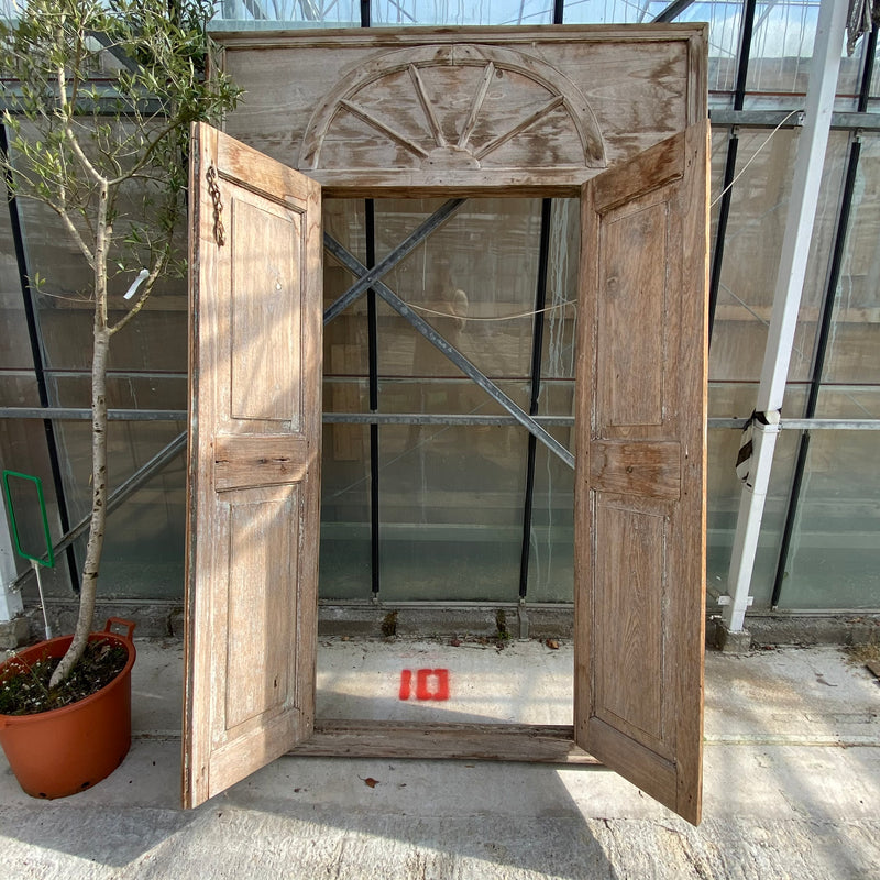 Vintage Indian Door with Carved Top Frame | Half-moon