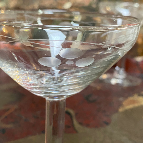 Vintage French Etched Champagne Coupes | Set of 6