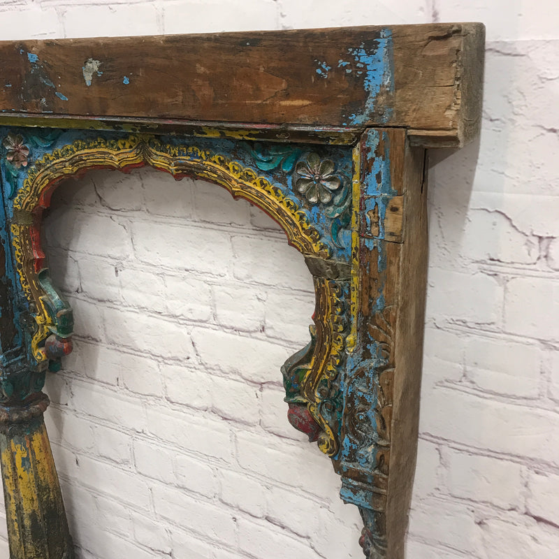 Hand painted architectural triple Mihrab arch panel frame