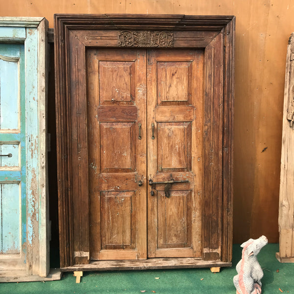 Vintage Indian Door in Carved Top Frame (H210cm | W148cm)