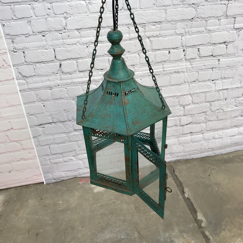 Rustic hanging hurricane lantern (H58cm | ø32cm)