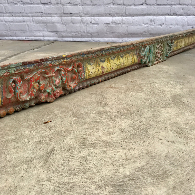 Exceptional Indian carved painted architectural lintel panel