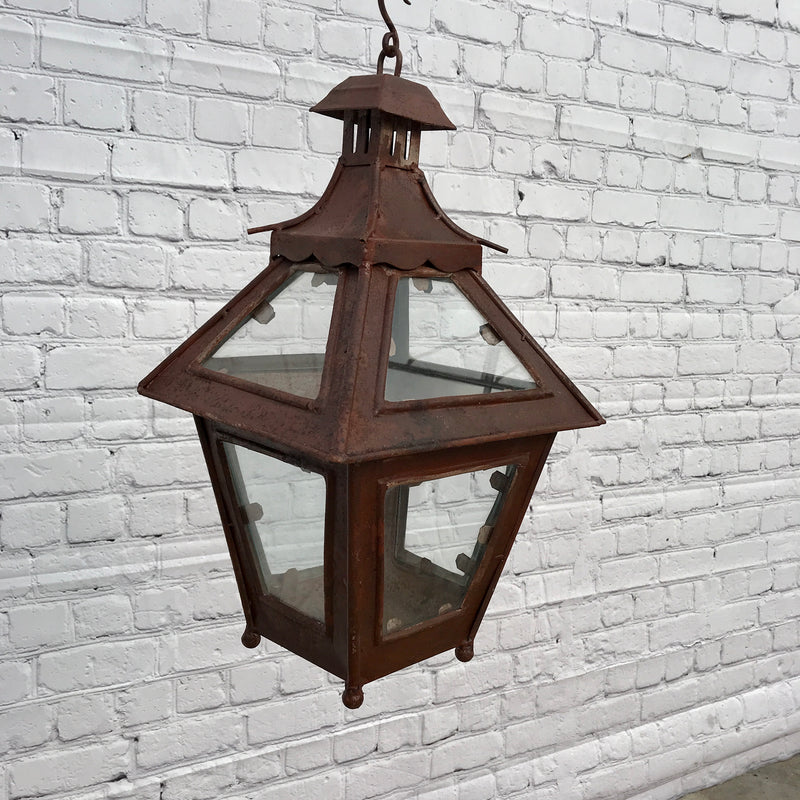 Rustic hanging hurricane lantern (not wired)