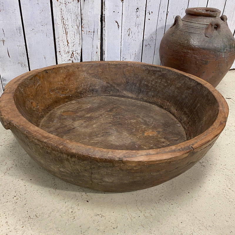 Large Decorative Vintage Teak Wood Dough Bowl (Ø80CM | W21CM)