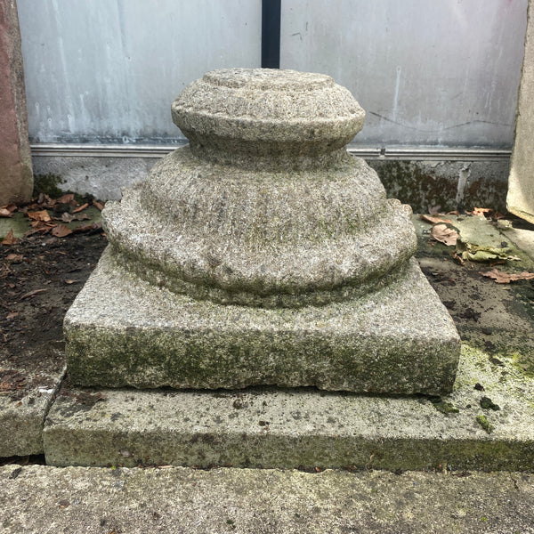Antique Carved Granite Stone Pillar Base Plant Stand Plinth (w29cm x h36cm)